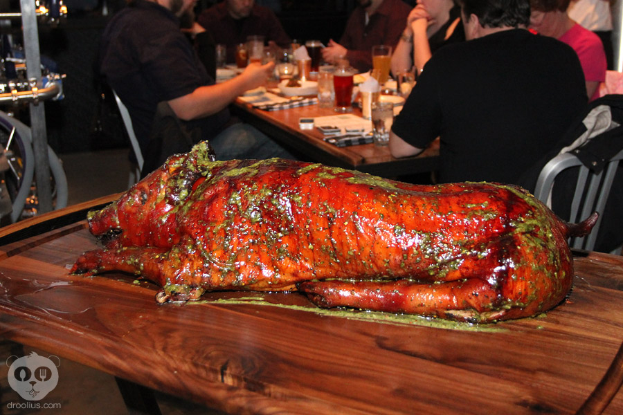 Smoked Suckling Pig w/ salsa verde at Cask & Larder