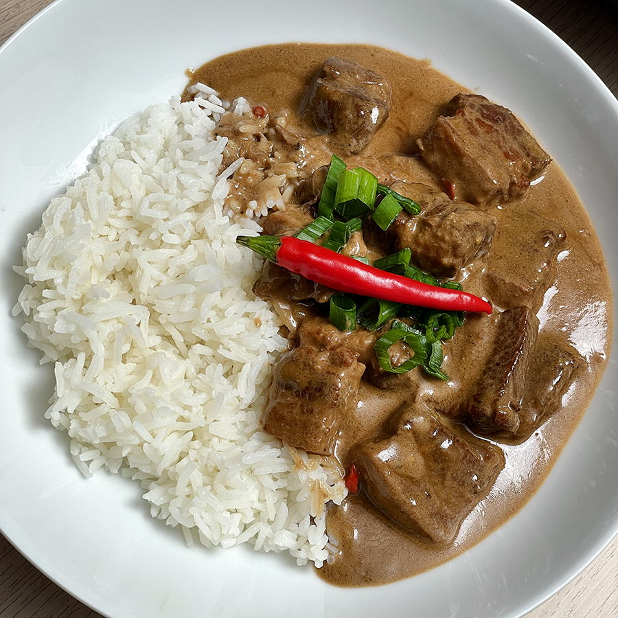 Spicy Filipino Pork Adobo with Coconut Milk and Thai Chilis (Adobong Baboy Sa Gata)